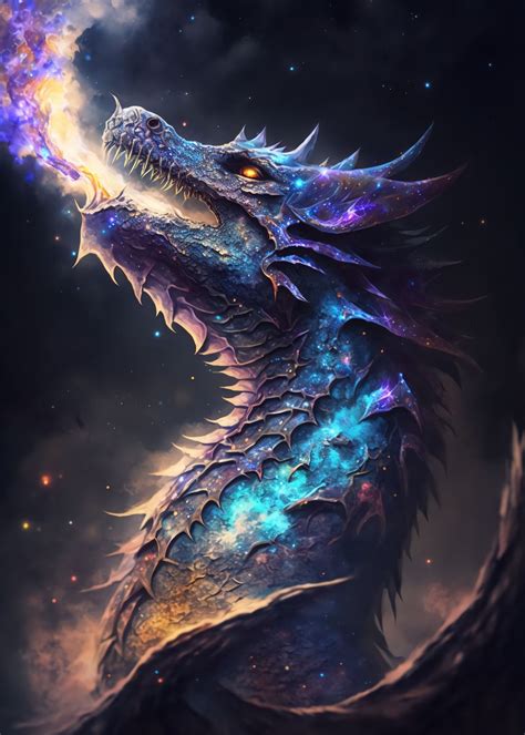 Elder Dragons Cosmic Reign Poster Picture Metal Print Paint By