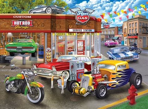 Hot Rod Garage 1000 Pieces RoseArt Puzzle Warehouse