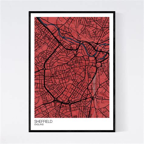 Sheffield City Centre Map Art Print - Free International Shipping ...