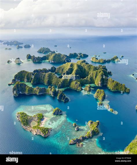 aerial view of Raja Ampat Islands, West Papua, Indonesia, Pacific Ocean ...