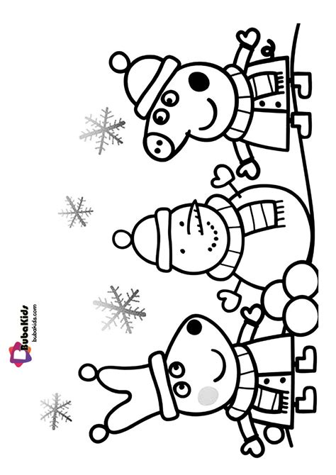 Peppa Pig Happy Christmas Coloring Page | BubaKids.com