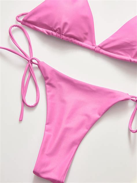 Emmiol Kostenloser Versand 2024 Basic Halfter Bikini Set Rosa L Von