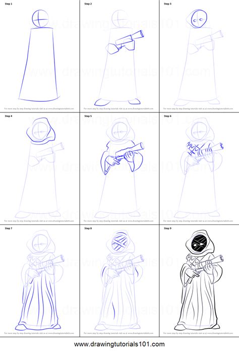 How to Draw Jawa from Star Wars printable step by step drawing sheet ...