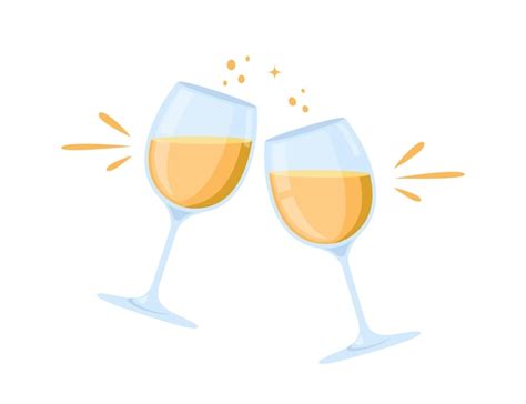 Premium Vector Two Glasses Of White Wine Cheers With Wineglasses