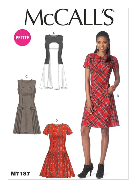 M Misses Miss Petite Drop Waist Dresses Sewing Pattern Dress