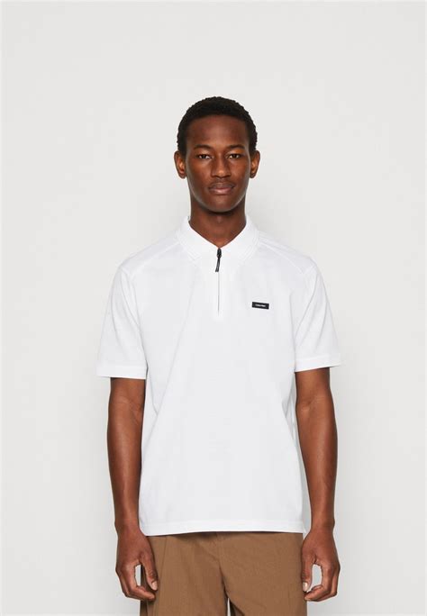 Calvin Klein Tailored Tech Zip Polo Polo Shirt Bright White White