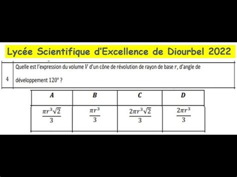 LSED 2022 QCM 4 géométrie dans l espace cône de révolution