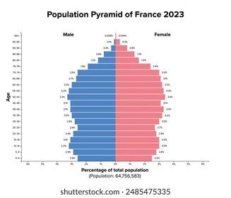 Population Pyramid France 2023 Age Structure Stock Vector (Royalty Free) 2485475335 | Shutterstock