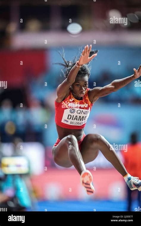 Fatima Diame jumping at the Belgrade 2022 Indoor World Championship in the long jump Stock Photo ...