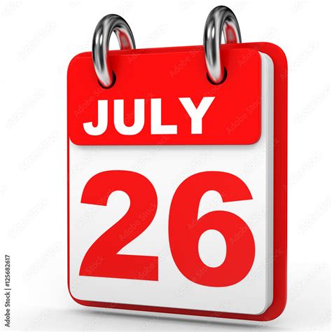 July 26. Calendar on white background. Stock Illustration | Adobe Stock