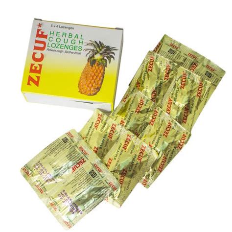 Zecuf Herbal Cough And Soar Throat Relief Lozenges 24s Pineapple