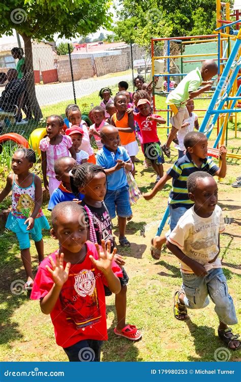 Young African Preschool Kids Playing in the Playground of a ...