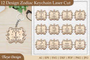 Design Zodiac Keychain Laser Cut Graphic By Theyo Design Creative