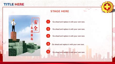 Work Safety Powerpoint Templates Buildings Landmarks Red Backgrounds