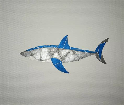 Tableau De Requin G Om Trique En Bois Concept De Puzzle Mural Diy