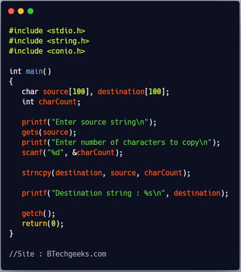 Strncpy In C Strncpy C Library Function Btech Geeks