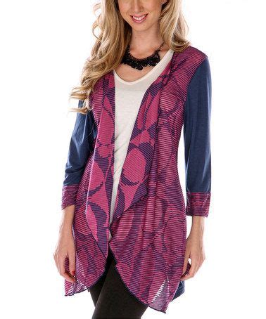 Look At This Zulilyfind Navy Magenta Geometric Open Cardigan By