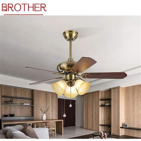 Brother Modern Led Ceiling Fan Light With Remote Control Wooden Fan