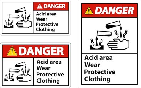 Premium Vector Danger Acid Area Wear Protective Clothing Sign