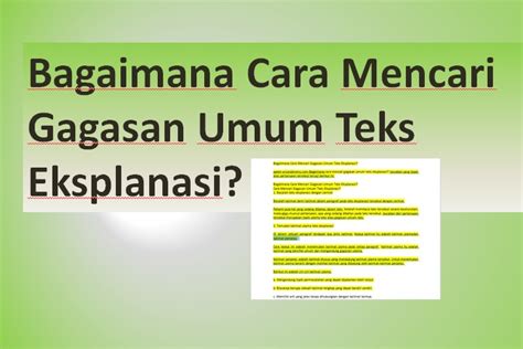 Bagaimana Cara Mencari Gagasan Umum Teks Eksplanasi