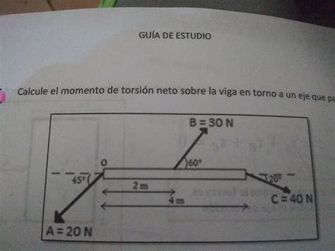 Calcule El Momento De Torsi N Neto Sobre La Viga En Torno A Un Eje Que