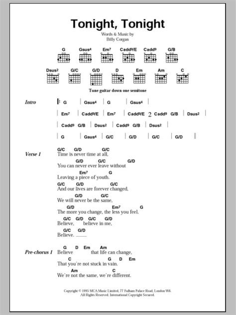 Tonight Tonight Sheet Music By The Smashing Pumpkins Guitar Chords