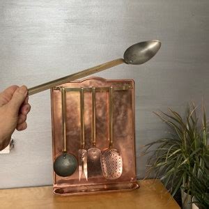 Vintage French Copper Kitchen Utensils With Copper Back Plate - Etsy