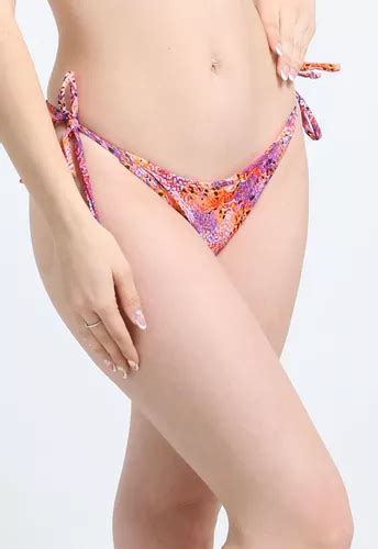 Bikini Calz N Colaless Con Amarras Estampado Naranja Cuotas Sin Inter S