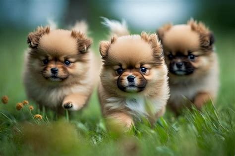 Premium Ai Image Cute Puppies Pomeranian Happy Pekingese Dogs Of