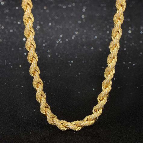 8mm 18k Gold Iced Rope Chain Helloice