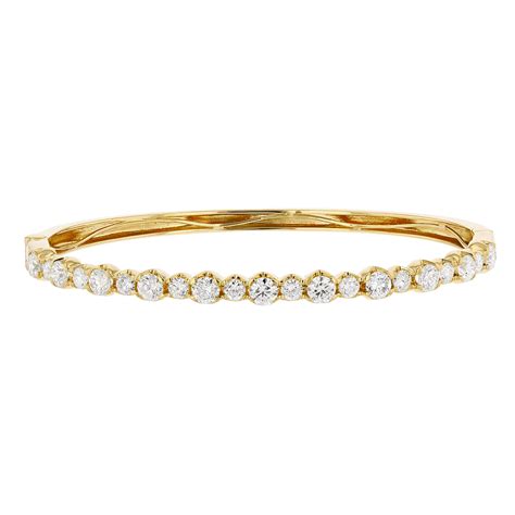 Diamond Line Hinged Oval Bangle Bracelet In Yellow Gold Borsheims