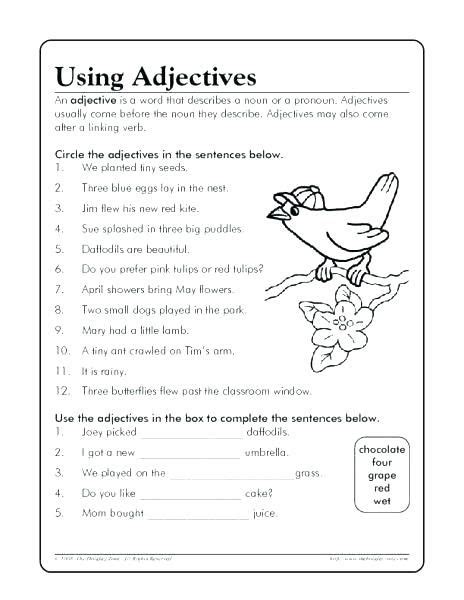 Adjectives Worksheets For Second Grade