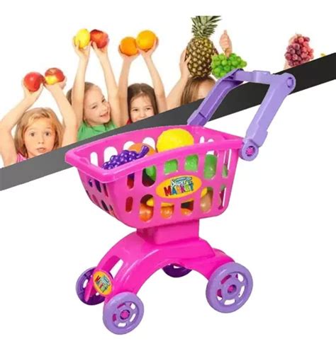 Carrinho De Supermercado Infantil Super Market Rosa Braskit Frete Gr Tis