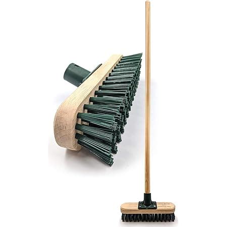 9 Stiff Heavy Duty Long Handled Scrubbing Brush Deck Broom With Wooden