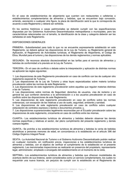 Reglamento De Alimentos Y Bebidas OCTUBRE Pdf