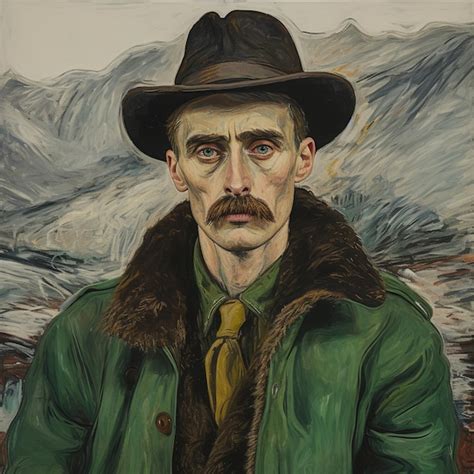 Premium AI Image Painting Of A Man In A Hat And Green Coat With A Fur