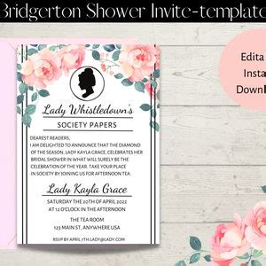 Victorian Theme Bridal Shower Invitation Lady Etsy