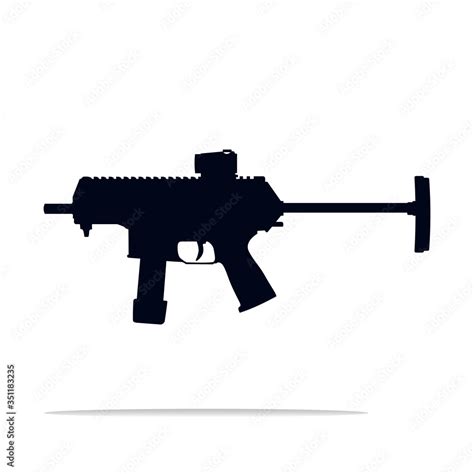 submachine gun silhouette vector illustration. SMG weapon symbol Stock ...