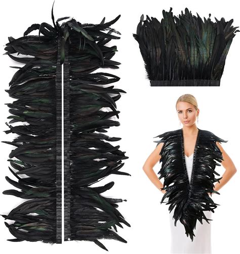 Amazon Yards Black Rooster Feather Trim Inch Large Natural