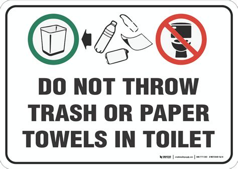 Do Not Throw Trashpaper Towels In Toilet Wall Sign