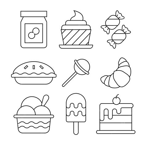 Dessert Lineal Pack Vector Food Sweet Dessert Png And Vector With