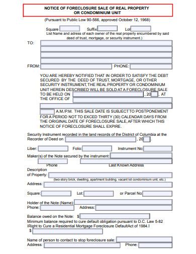 12 Foreclosure Notice Templates In Pdf Doc