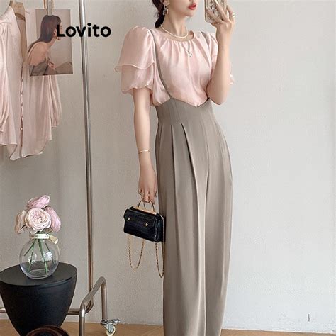 Lovito Elegant Plain Ruffle Blouse For Women Lne Apricot Pink