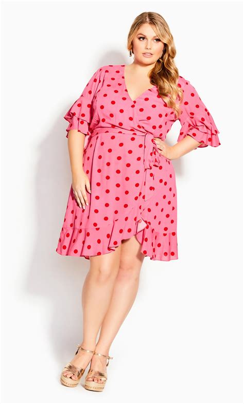 Evans Pink And Red Polka Dot Wrap Dress Evans