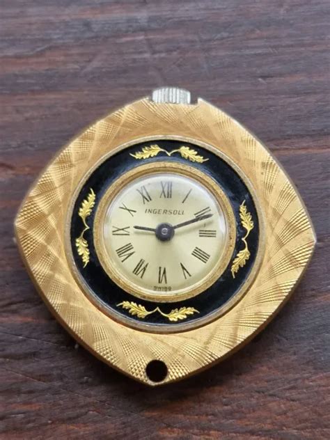 Rare Vintage Gold Plated Ingersoll Manual Winding Pendant Watch