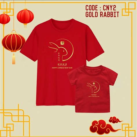 Jual Baju Imlek Cny Gold Rabbit Kaos Kembar Gathering Keluarga