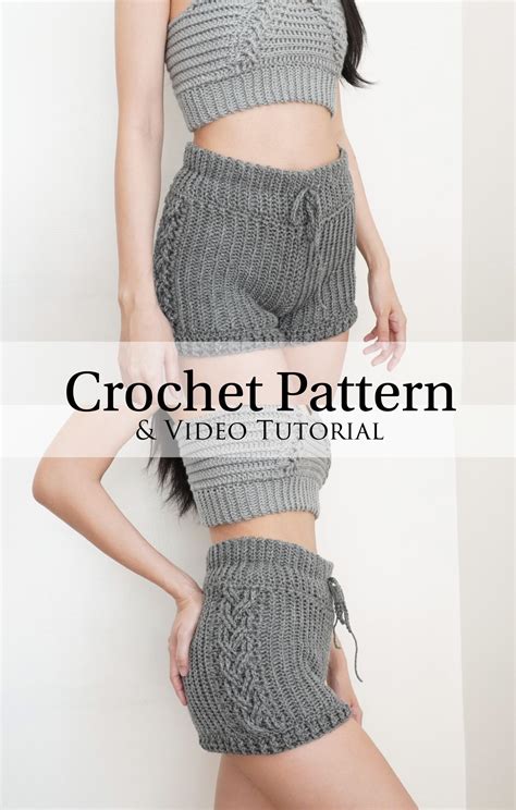 Crochet Pattern High Waisted Cable Stitch Shorts Pattern Etsy