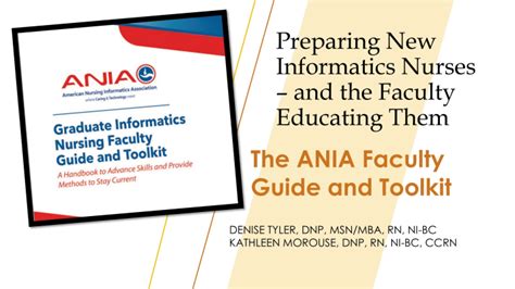 Preparing New Informatics Nurses And The Faculty Educating Them The Ania Faculty Guide And