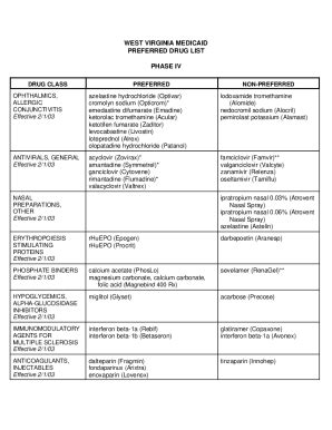 Fillable Online Dhhr Wv Medicaid List Of Covered Drugs Formulary Fax