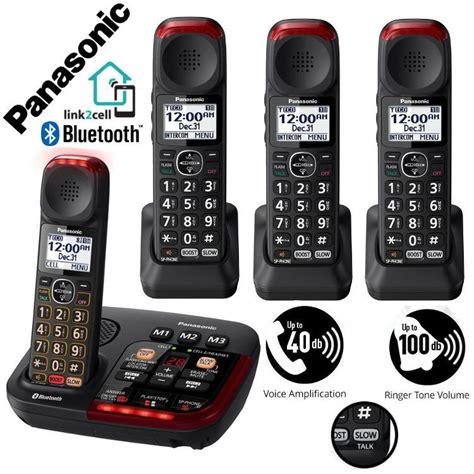 Panasonic Amplified 4 Cordless Phone Digital Answering Link2Cell KX